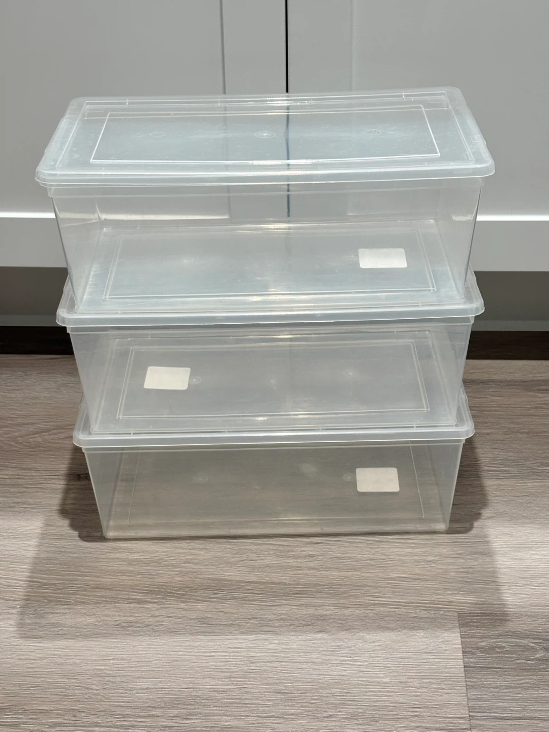Clear Plastic Storage Bins with Lids set of 3