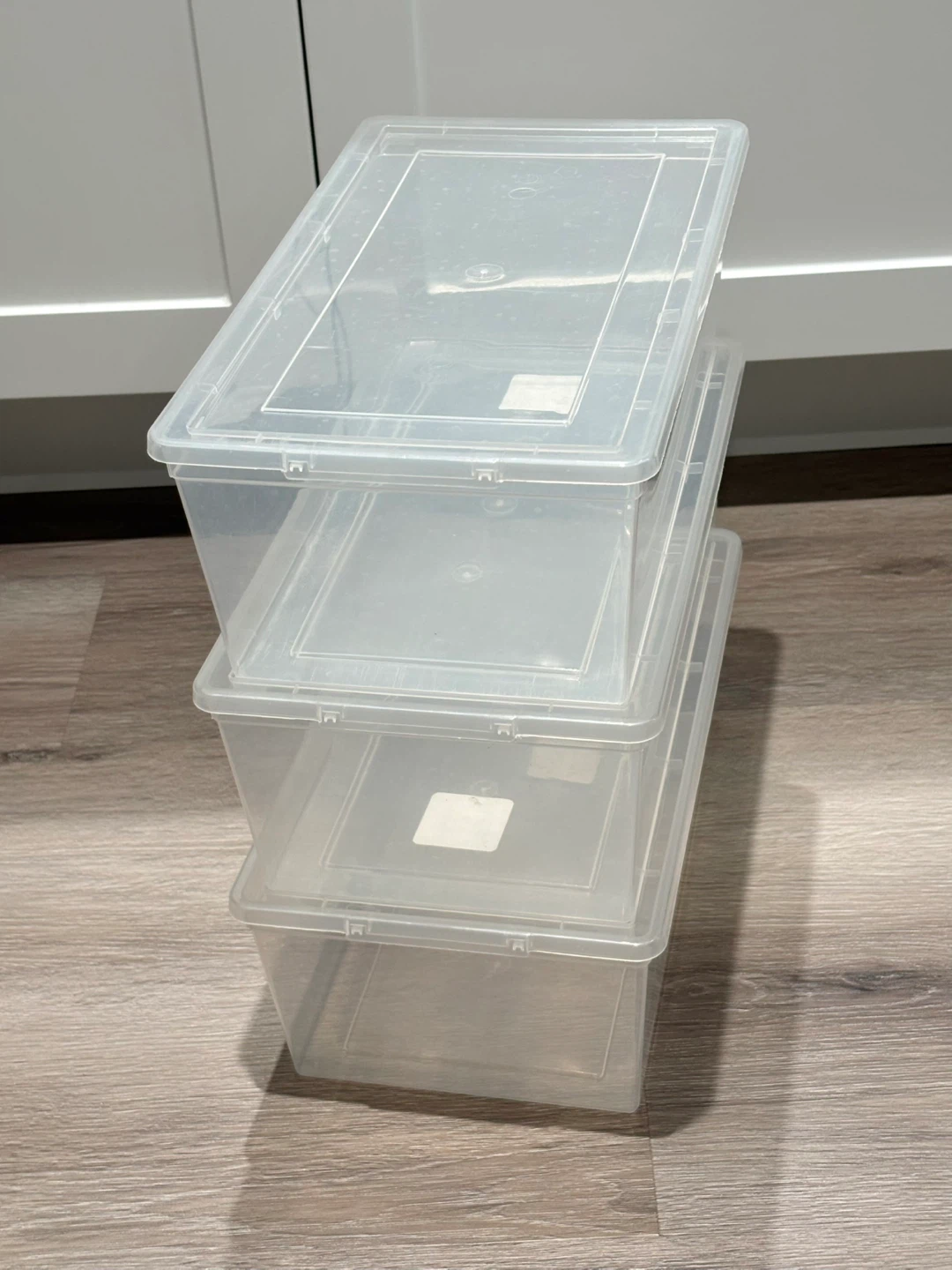 Clear Plastic Storage Bins with Lids set of 3 - photo 2