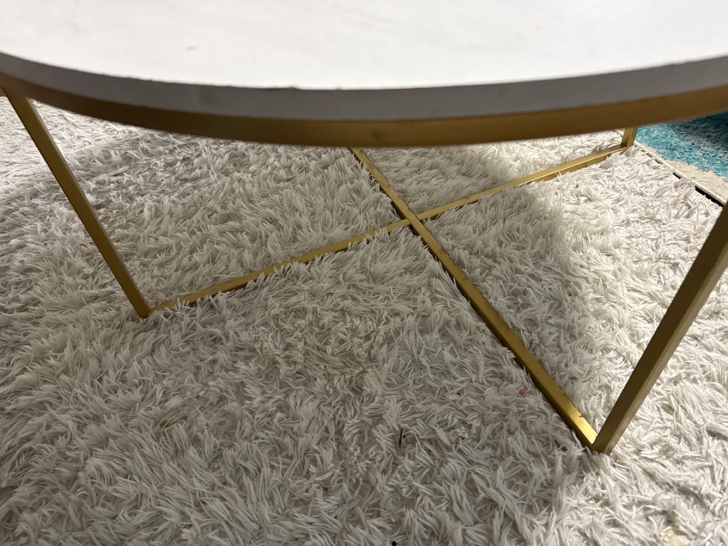 White Marble Top Coffee Table with Gold Base - photo 4