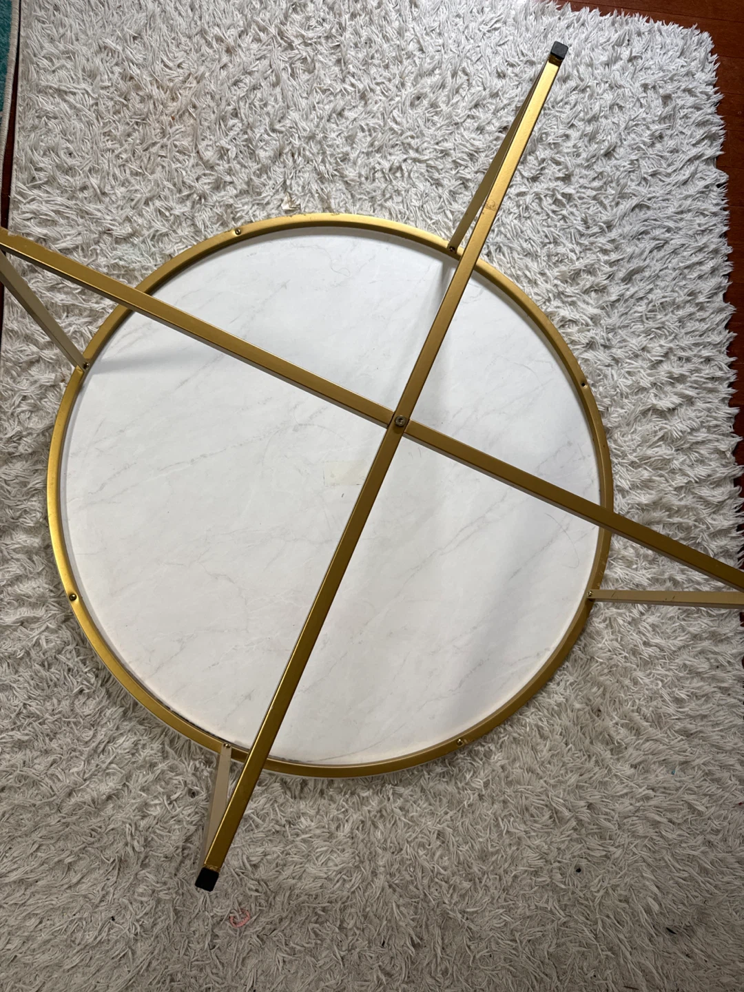 White Marble Top Coffee Table with Gold Base - photo 3