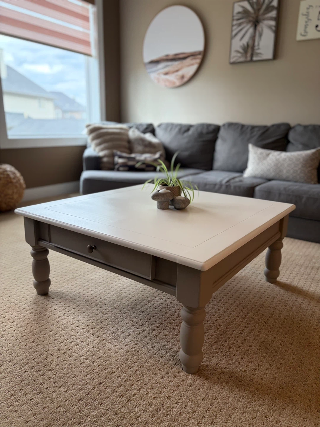 Refinished Solid Wood Coffee Table – Neutral Modern Style - photo 2