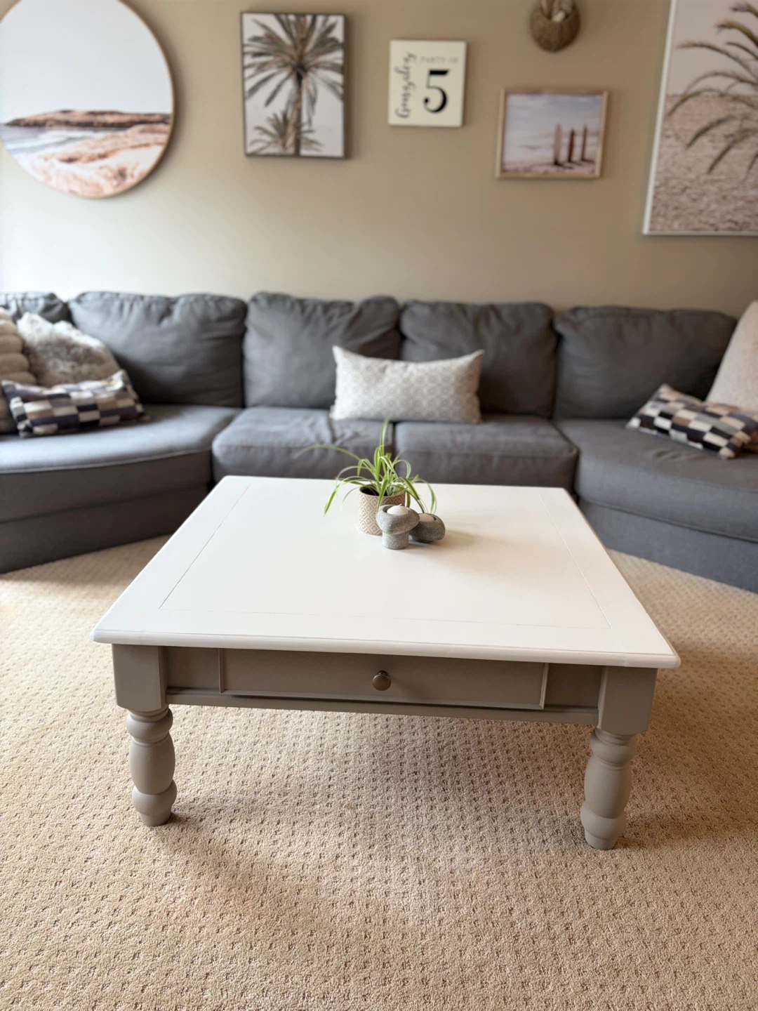Refinished Solid Wood Coffee Table – Neutral Modern Style - photo 4