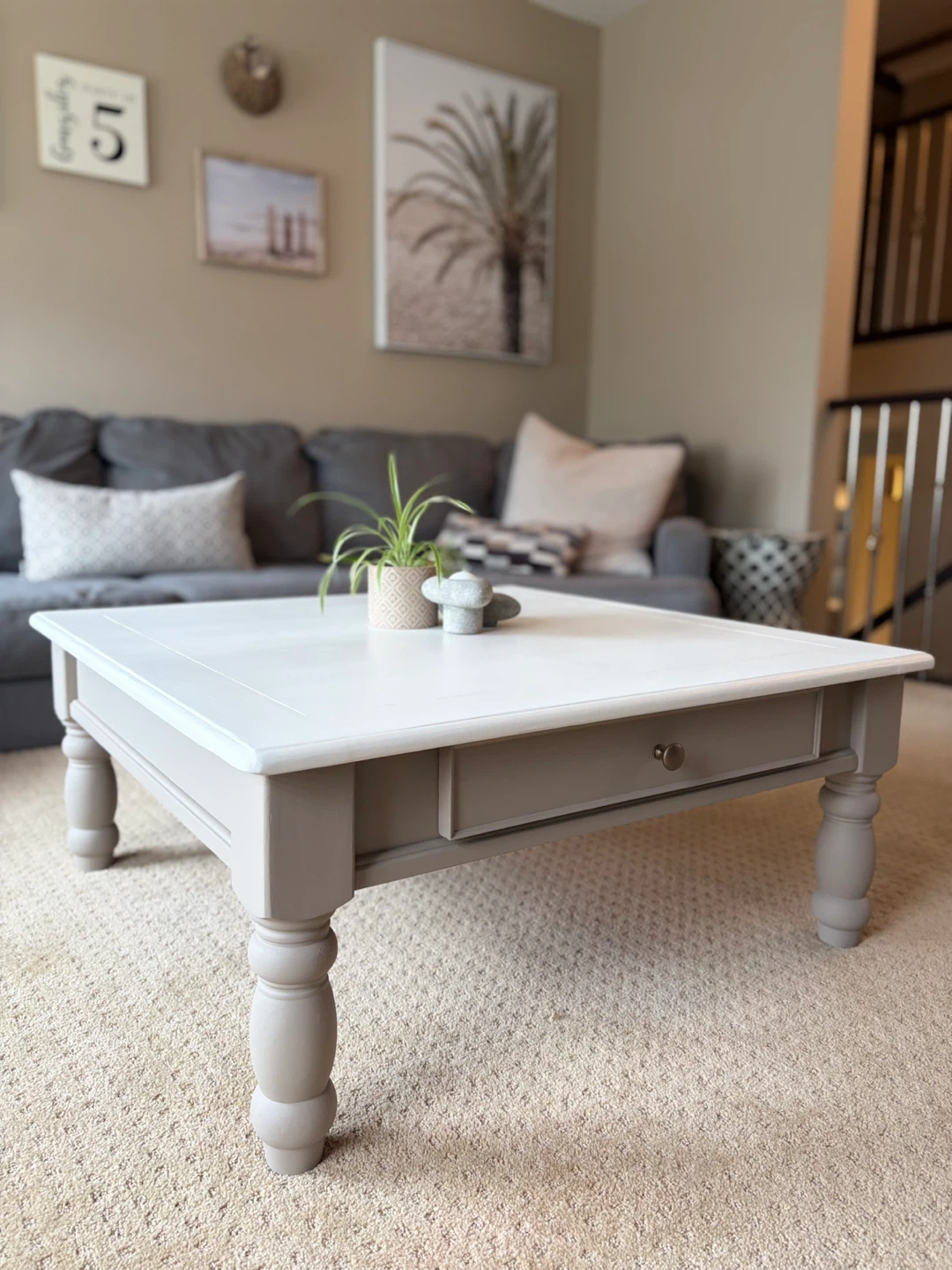 Refinished Solid Wood Coffee Table – Neutral Modern Style - photo 3