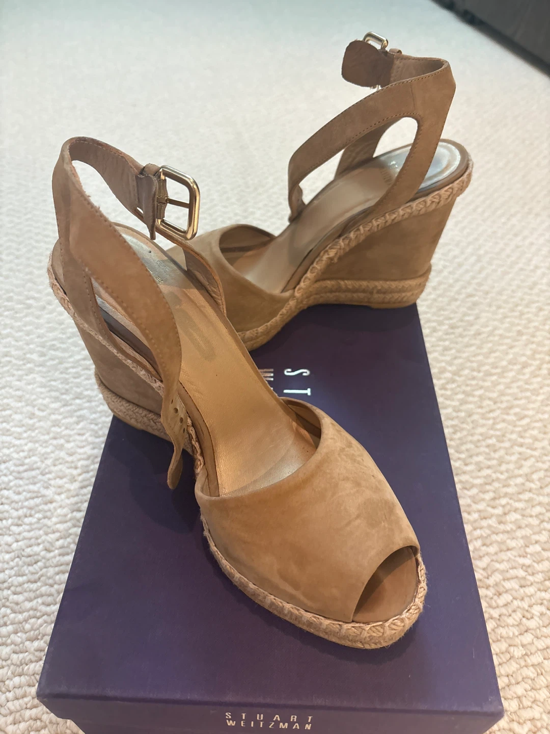 Stuart Weitzman Tan Suede Wedge Espadrille Sandals - photo 2