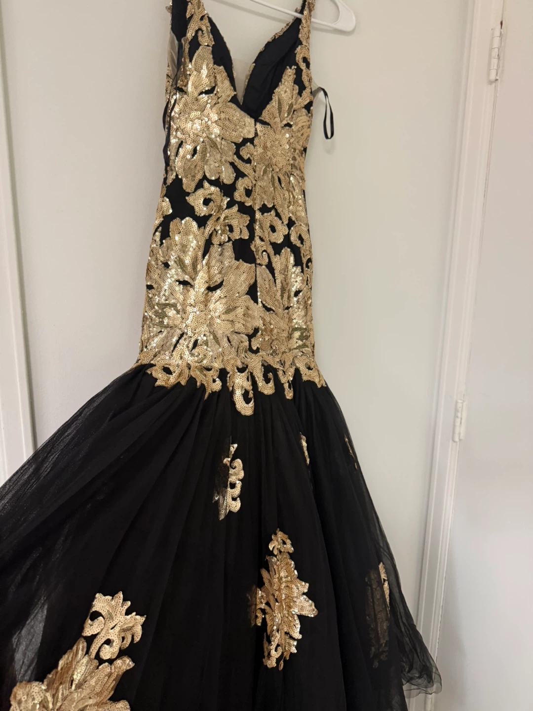 Black and Gold Sequined Mermaid Prom Dress - photo 5
