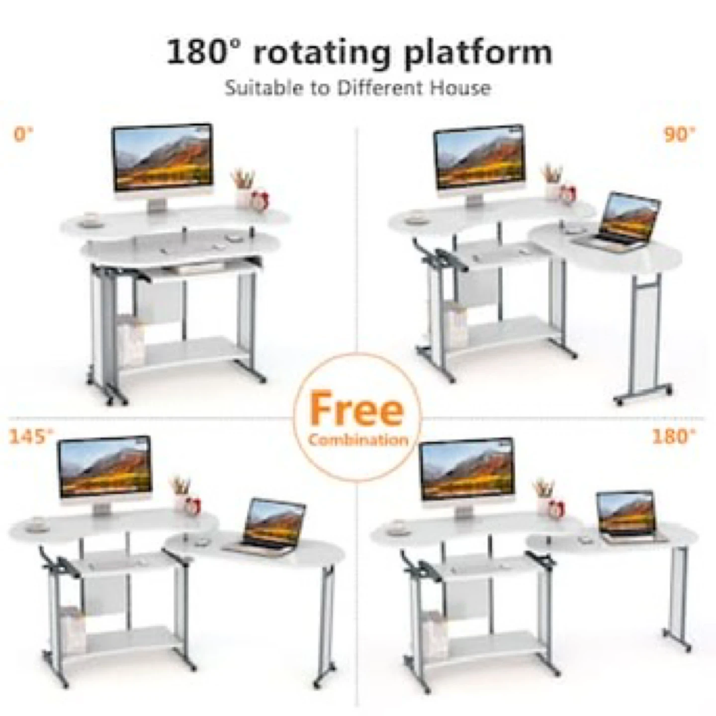 White Desk with Adjustable Top - photo 4