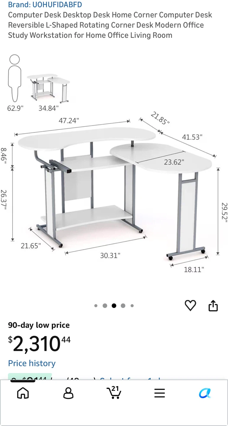White Desk with Adjustable Top - photo 3
