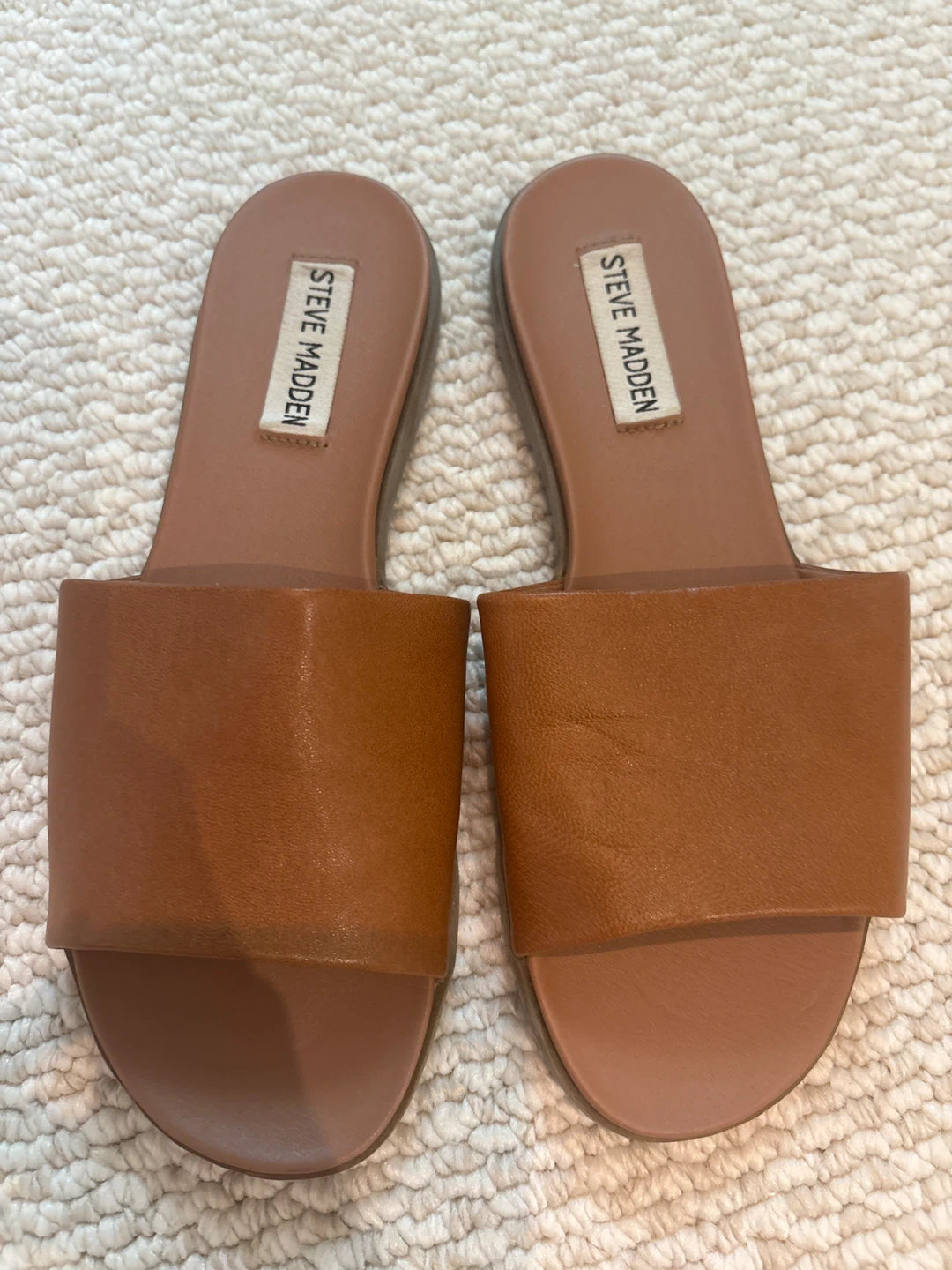 Steve Madden Brown Leather Slide Sandals