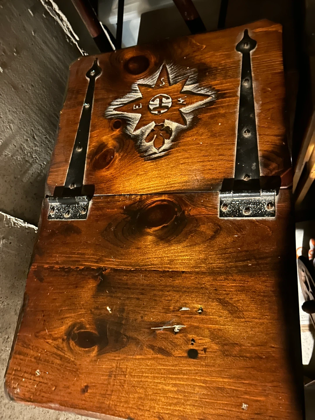 Antique Ship Captain’s solid wood chest
