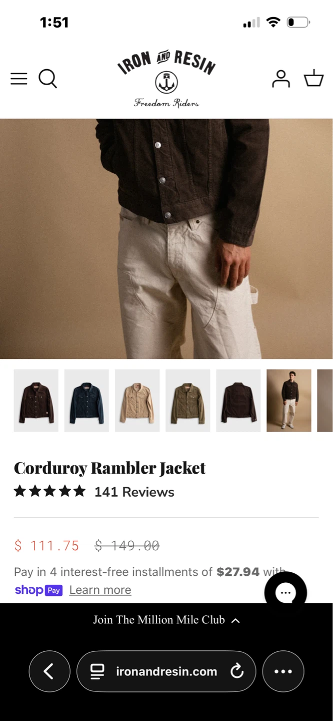 Iron and Resin Corduroy Rambler Jacket XL - photo 5