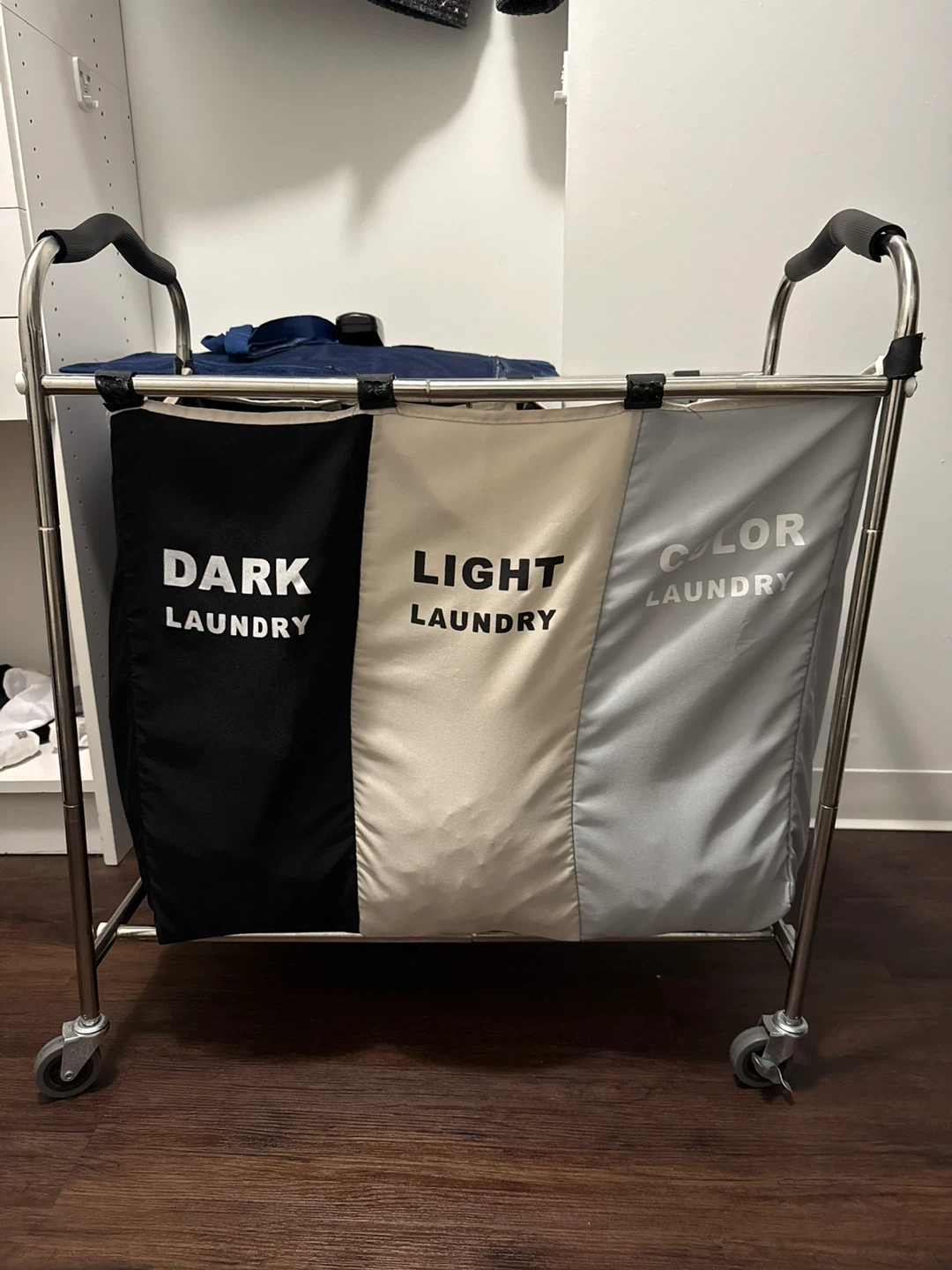 3-Section Laundry Sorter Cart with Wheels