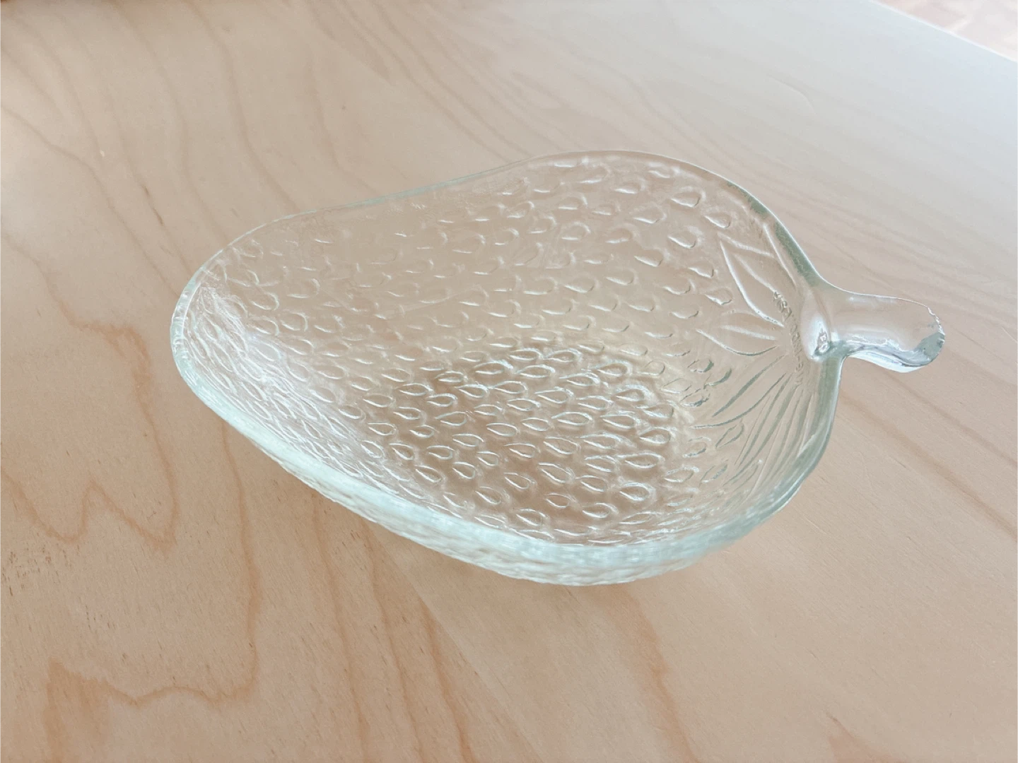 Clear Glass Strawberry Shaped Dish