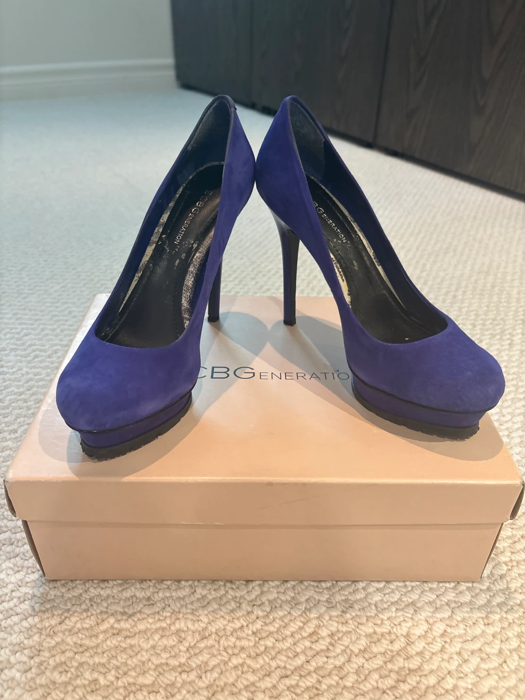 BCBGeneration Women's Blue Suede Platform Heels