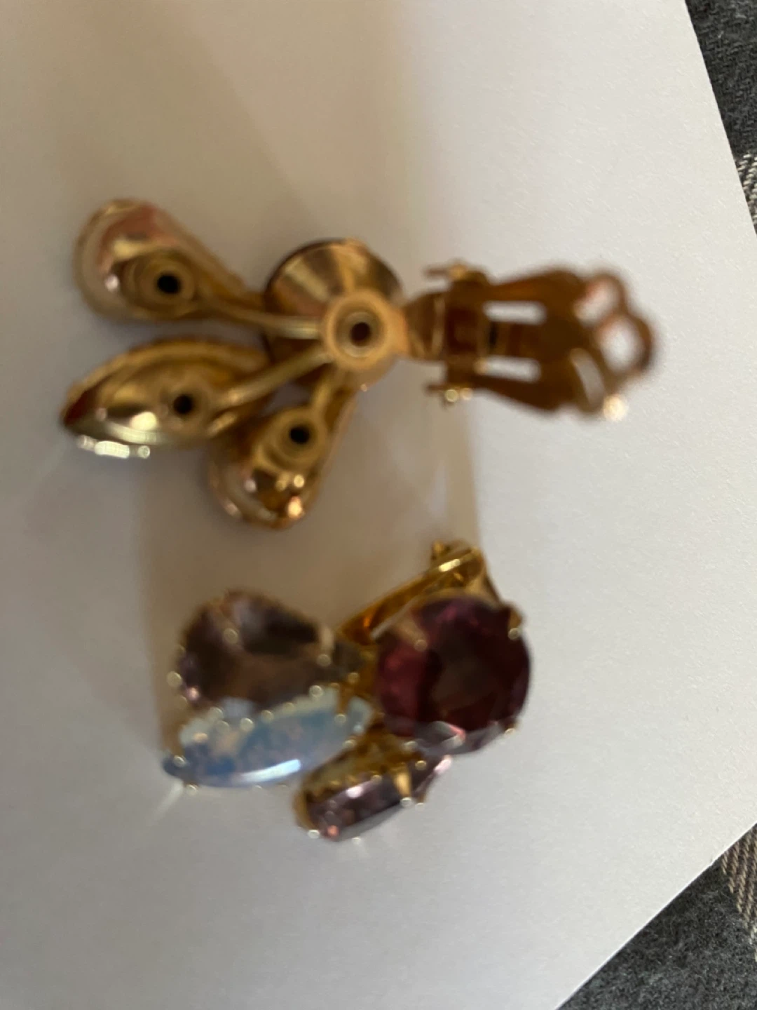 Vintage Gold-tone clip-on earrings with colourful stones - photo 2