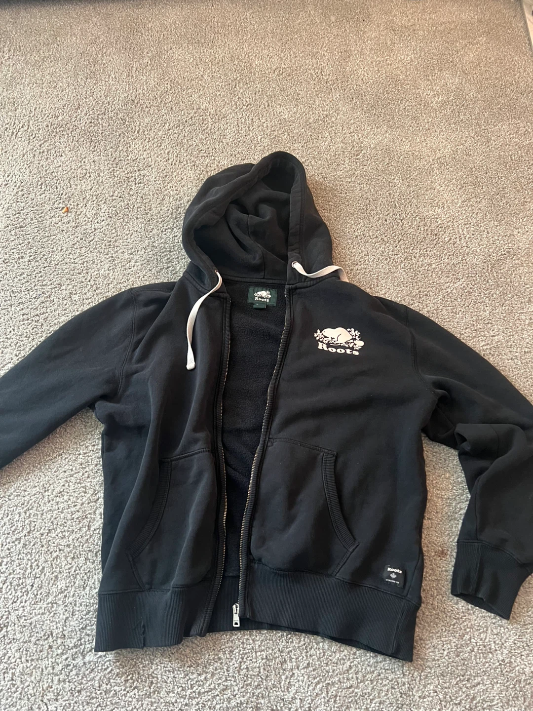 Roots Black Full Zip Hoodie - Men's M/M