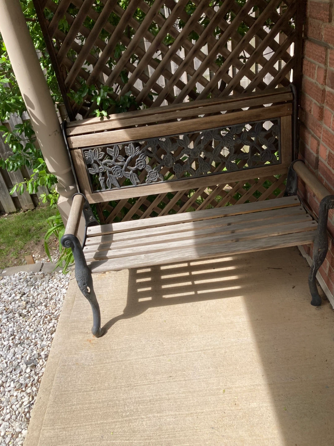 Ornate Metal and Wood Garden Bench - photo 2