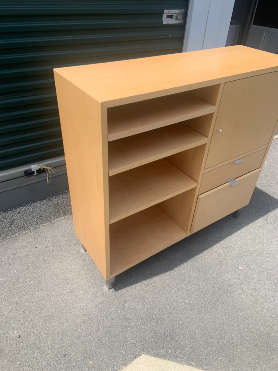 Light Wood Cabinet with Shelves and Drawers - photo 2
