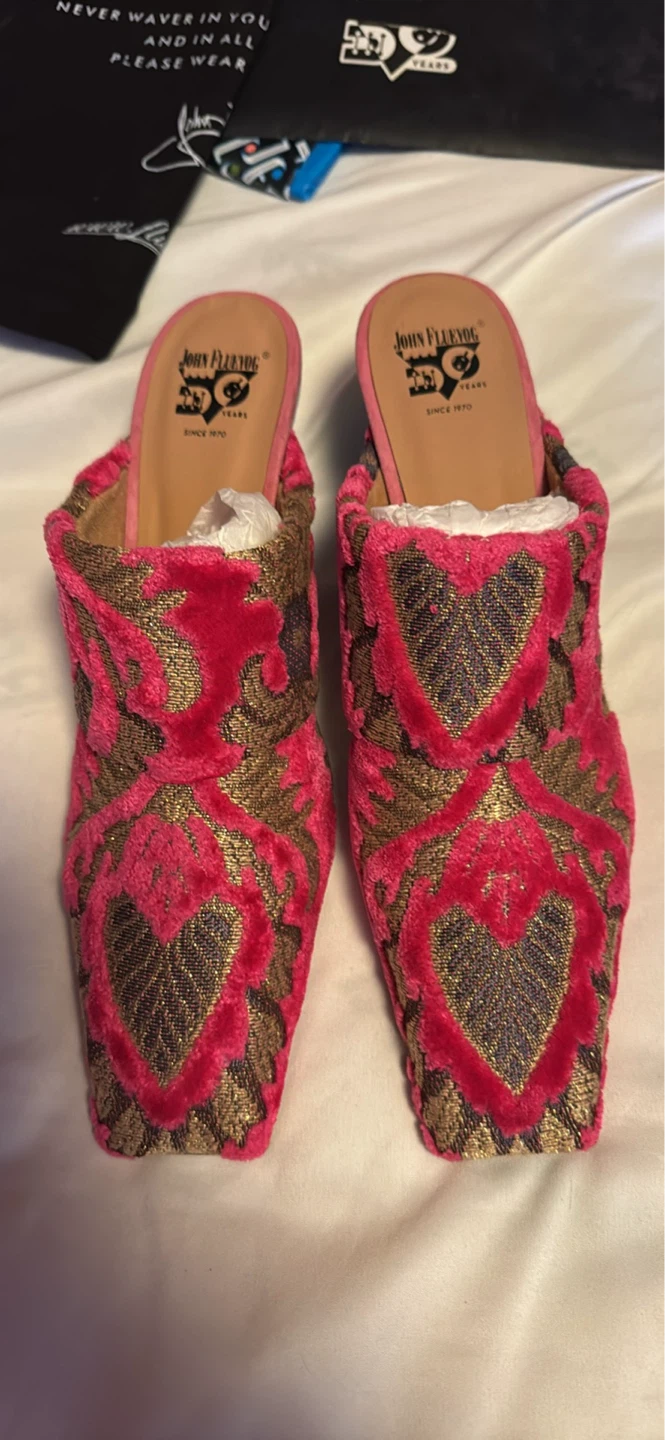 John Fluevog Majesty Superfine Mule Pink Size 8