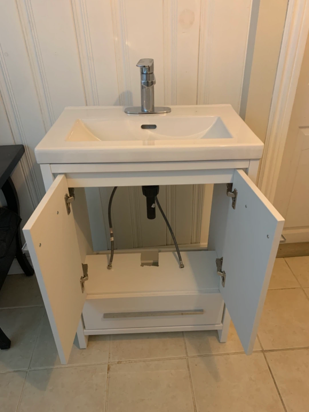White Bathroom Vanity with Sink and Faucet - photo 5
