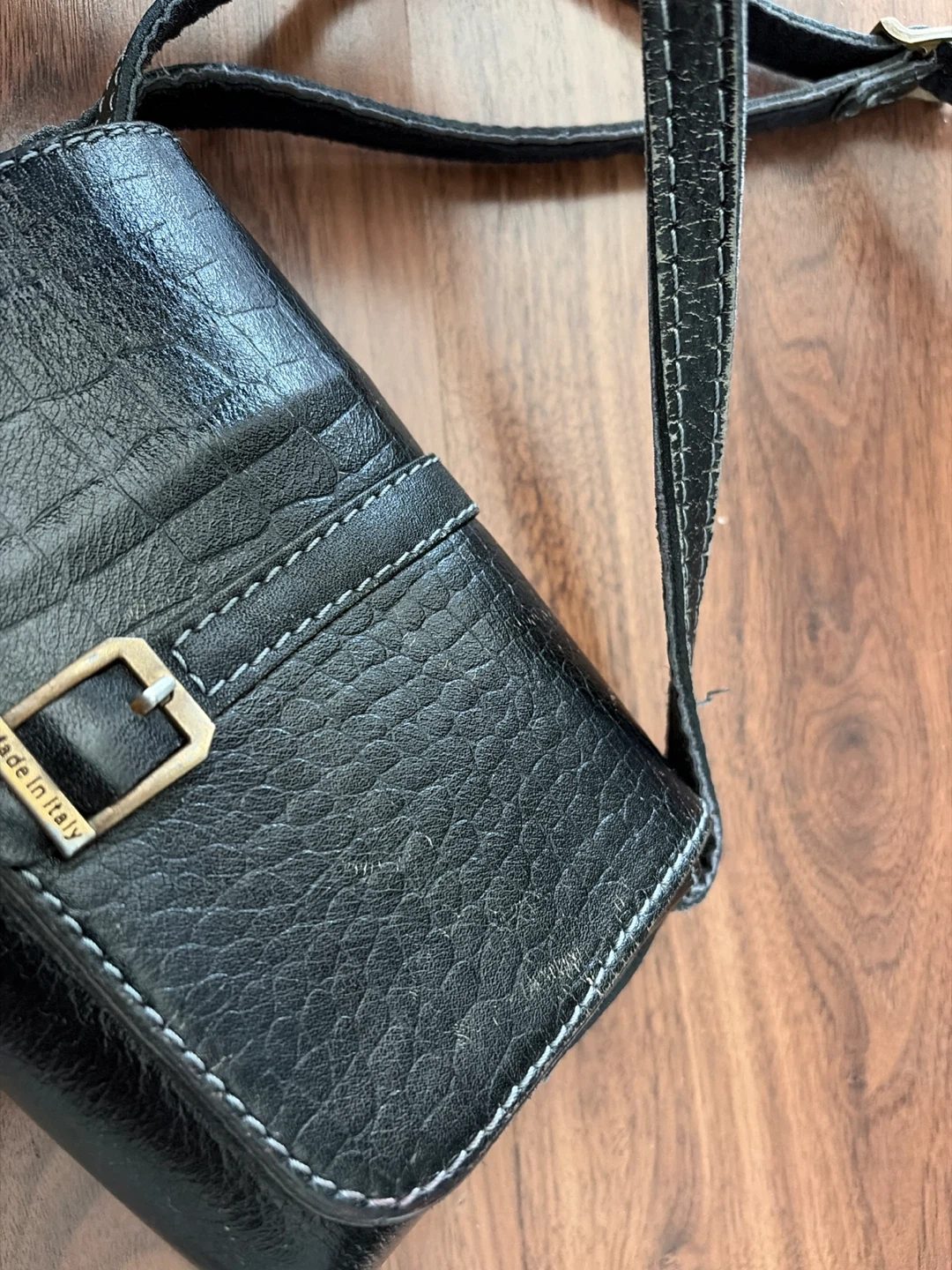 Black Leather Crossbody Bag Made in Italy - photo 2