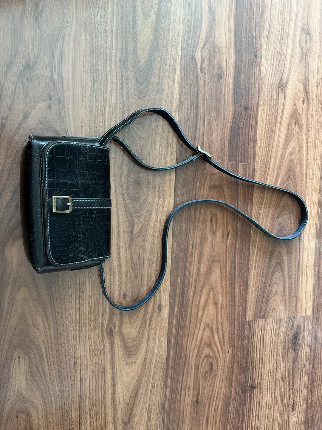 Black Leather Crossbody Bag Made in Italy
