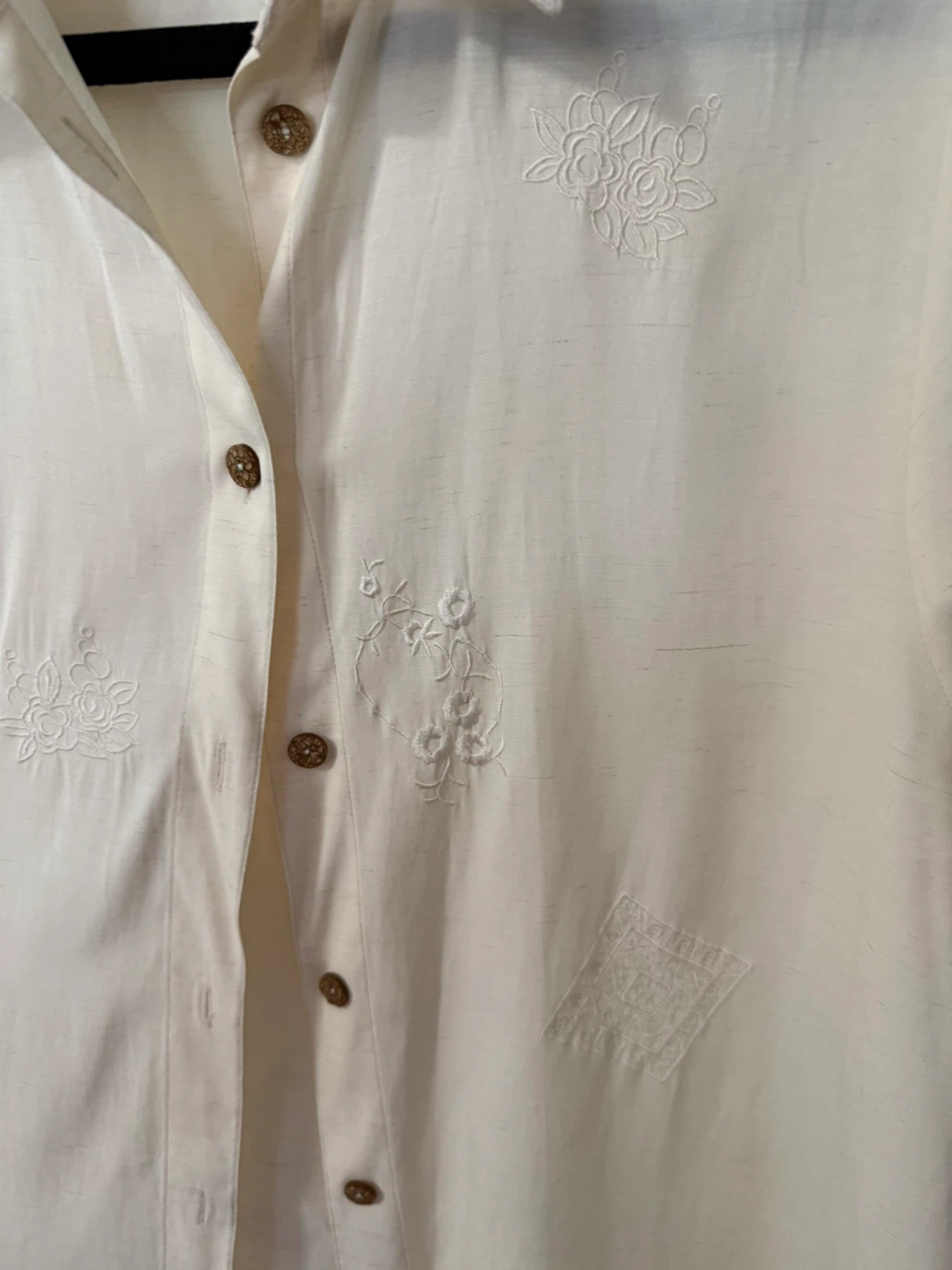 Cream Embroidered Button-Up Shirt - photo 3