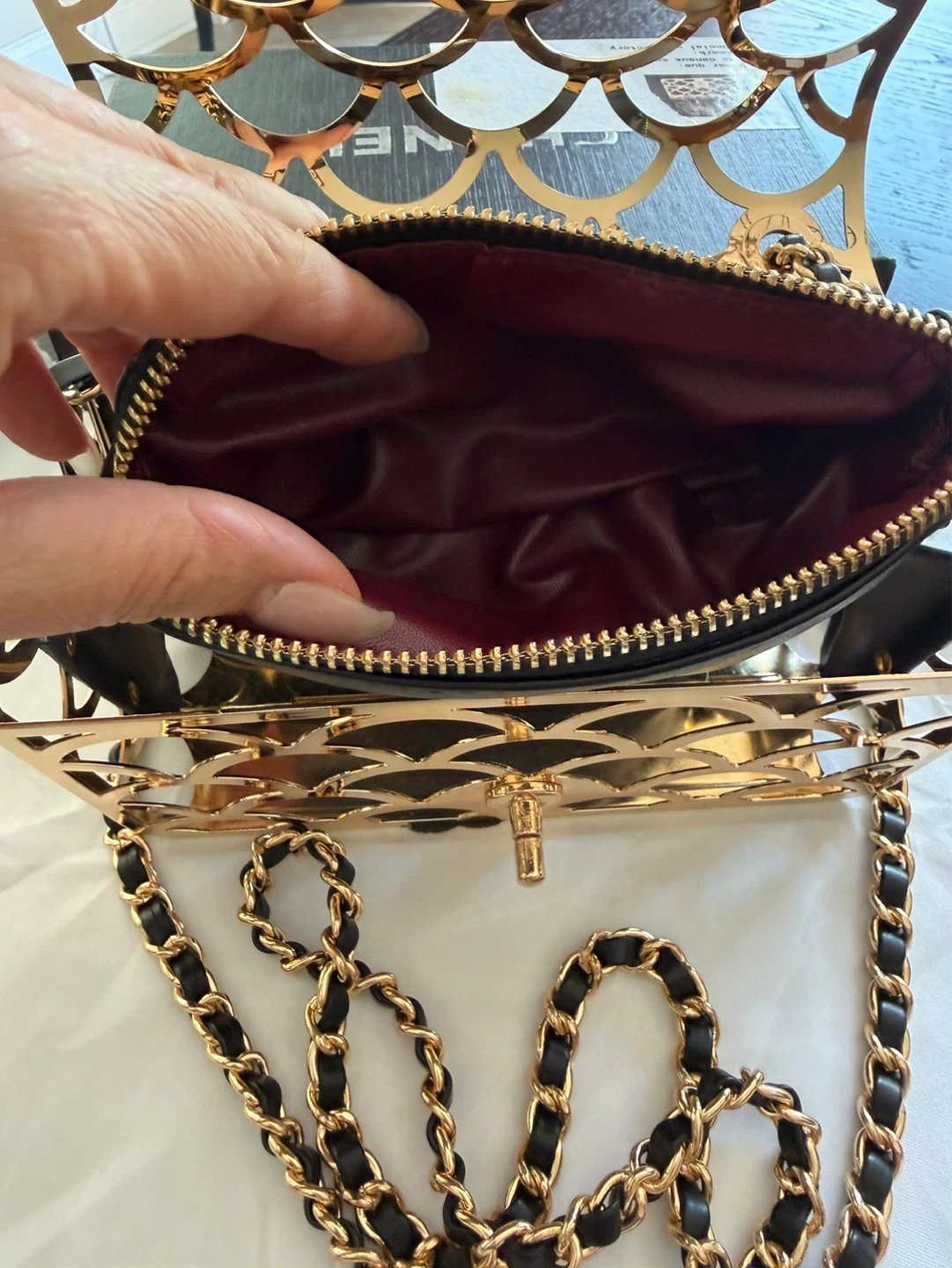 Black Leather Cage Clutch - photo 5