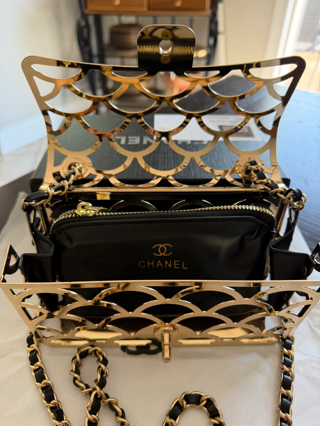 Black Leather Cage Clutch - photo 2
