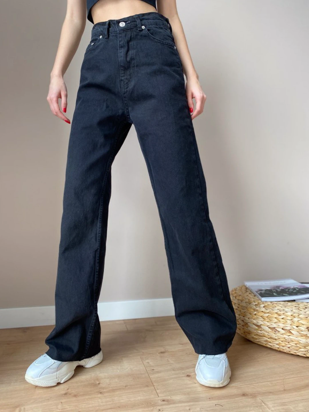 Black Wide Leg high waisted Denim Jeans