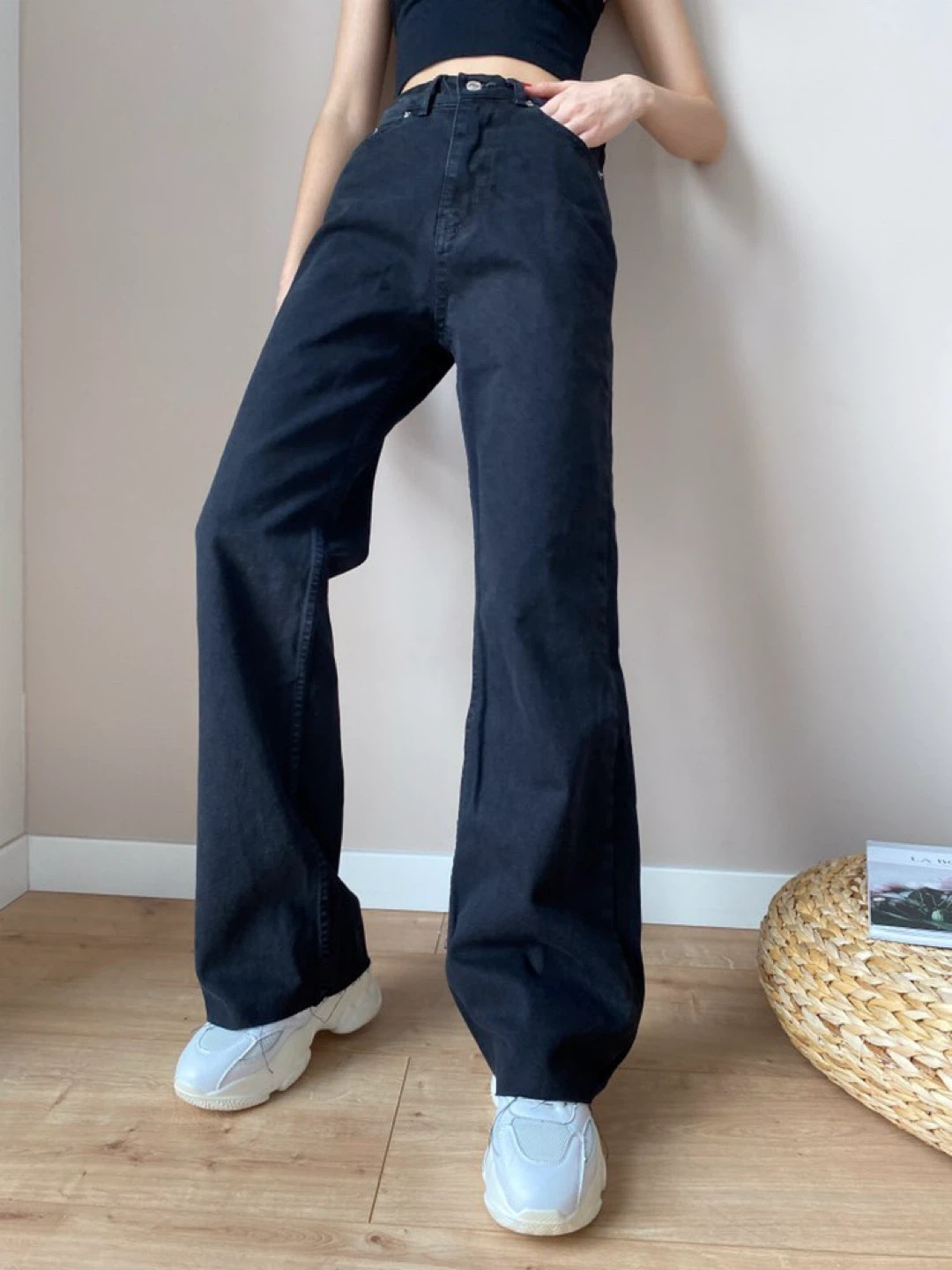 Black Wide Leg high waisted Denim Jeans - photo 2