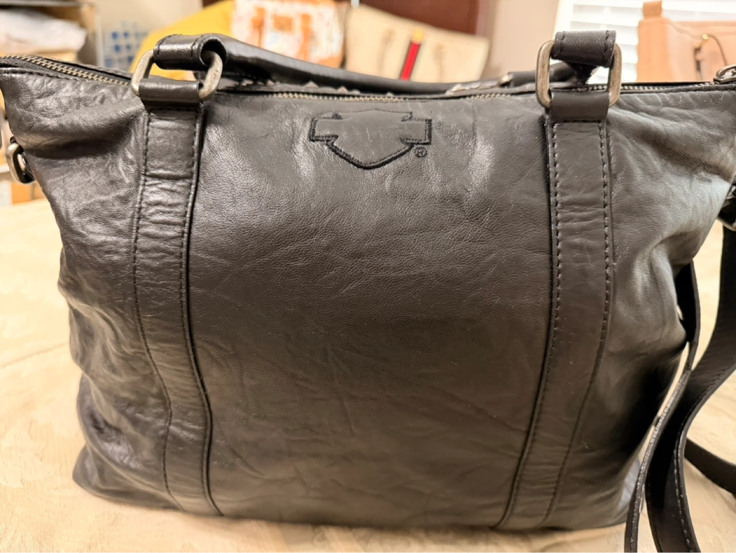 Harley-Davidson Black Studded Leather Satchel Bag - photo 2