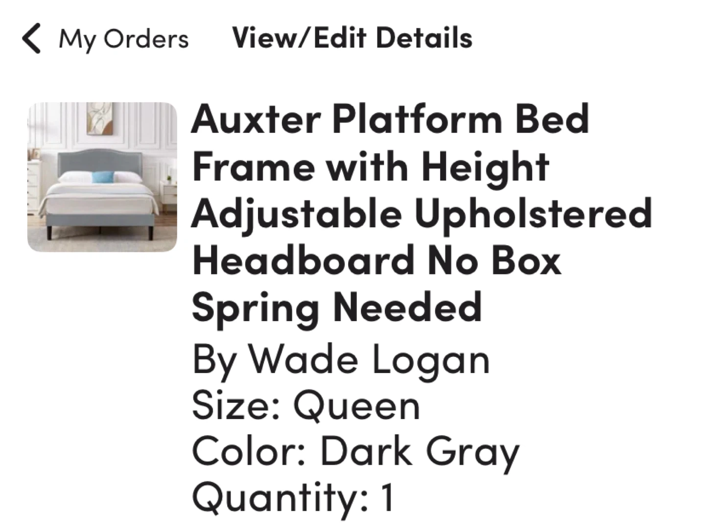 Upholstered Bed Frame - Dark Grey Velvet - photo 5