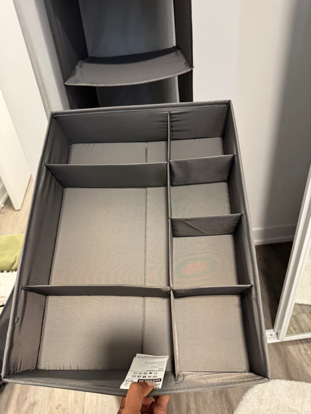 Grey Fabric Hanging Closet Organizer with Drawers - photo 2