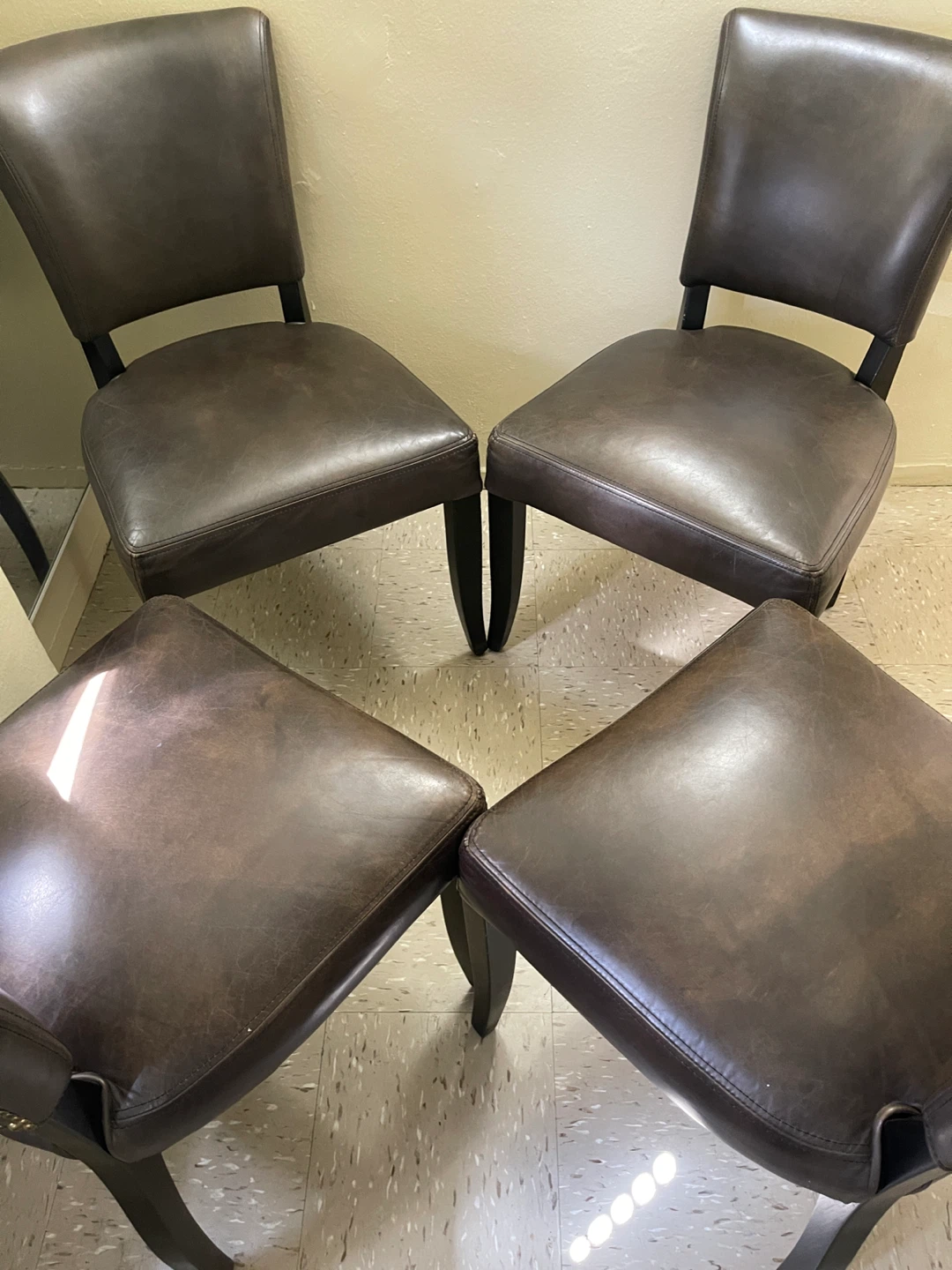 Brown Faux Leather Dining Chairs - Set of 4