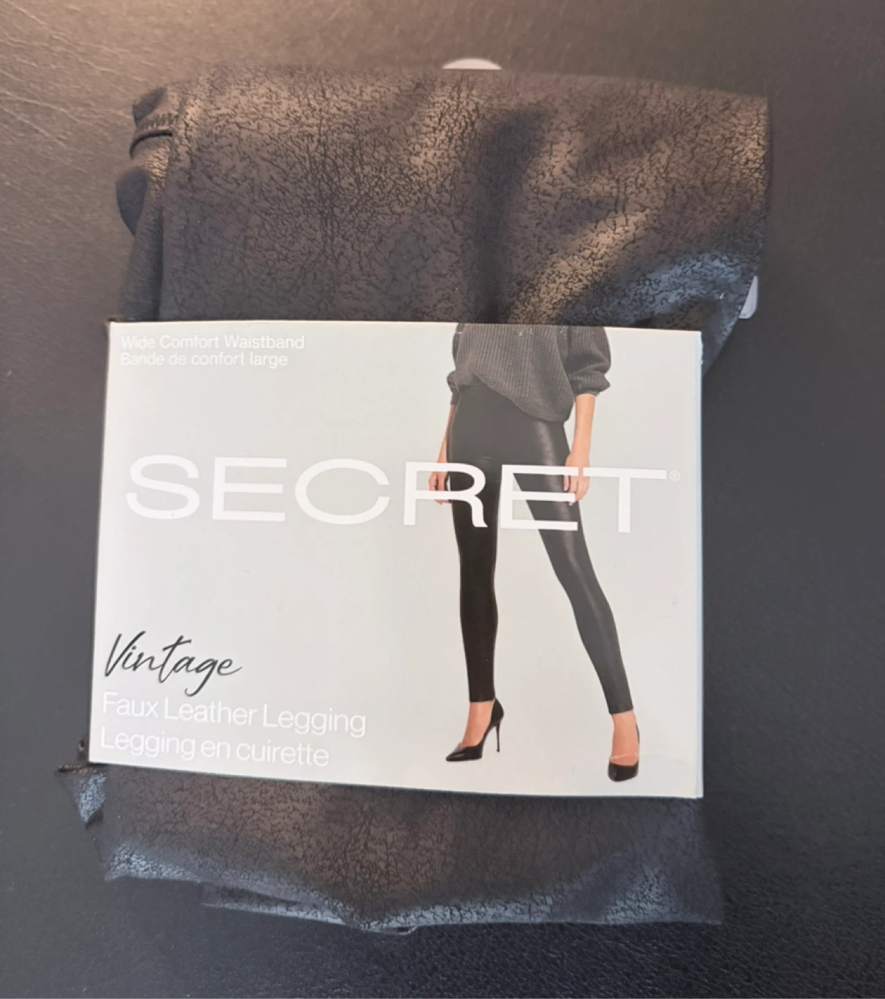 SECRET Vintage Faux Leather Legging - Black, Small Petite