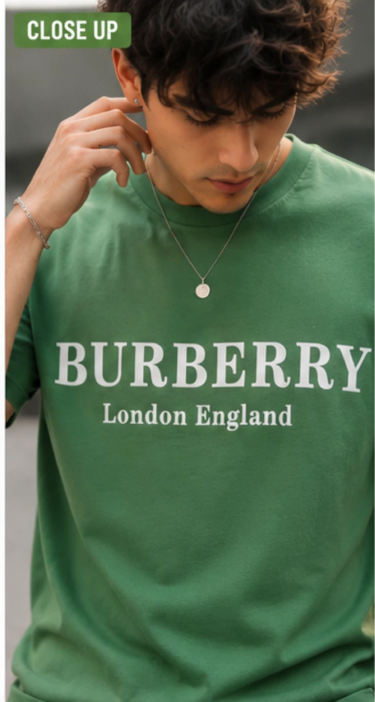 Green Burberry London England Graphic T-Shirt - Size M L XL - photo 2