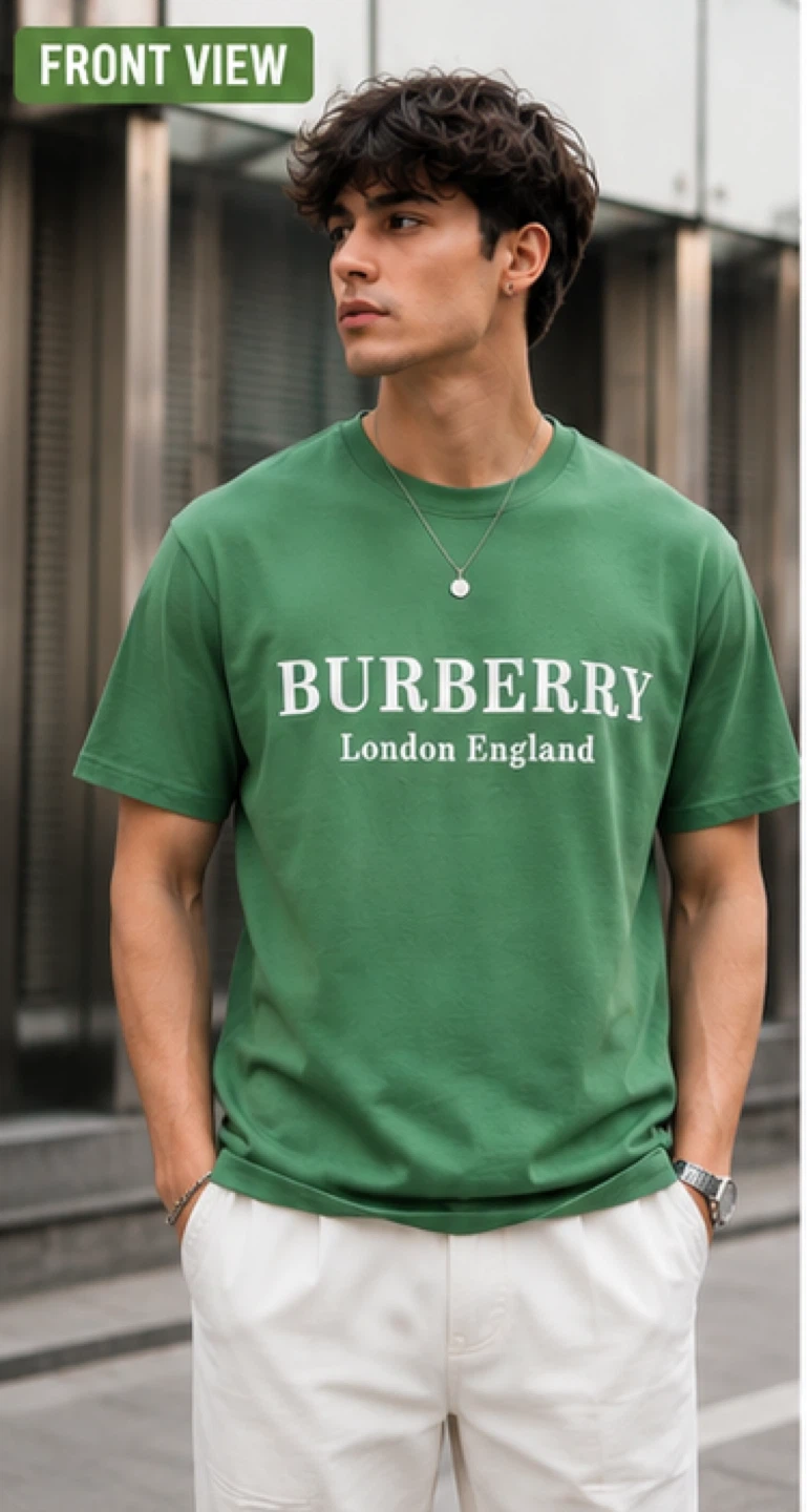 Green Burberry London England Graphic T-Shirt - Size M L XL