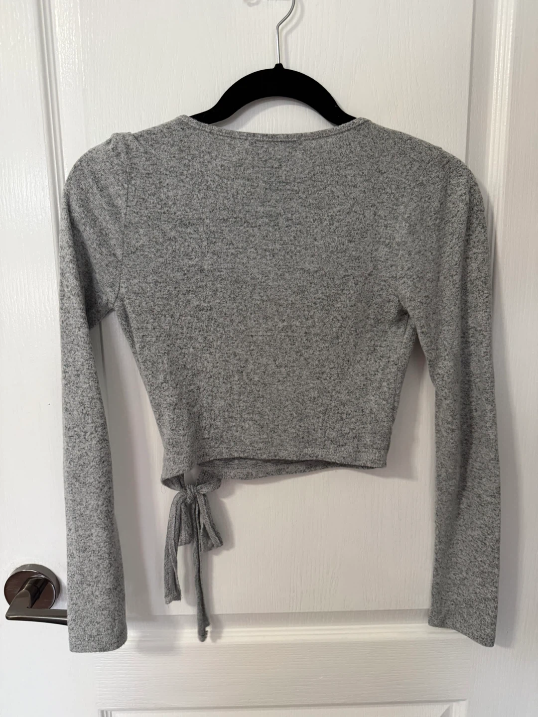 Grey Marled Wrap Long Sleeve Top - photo 2