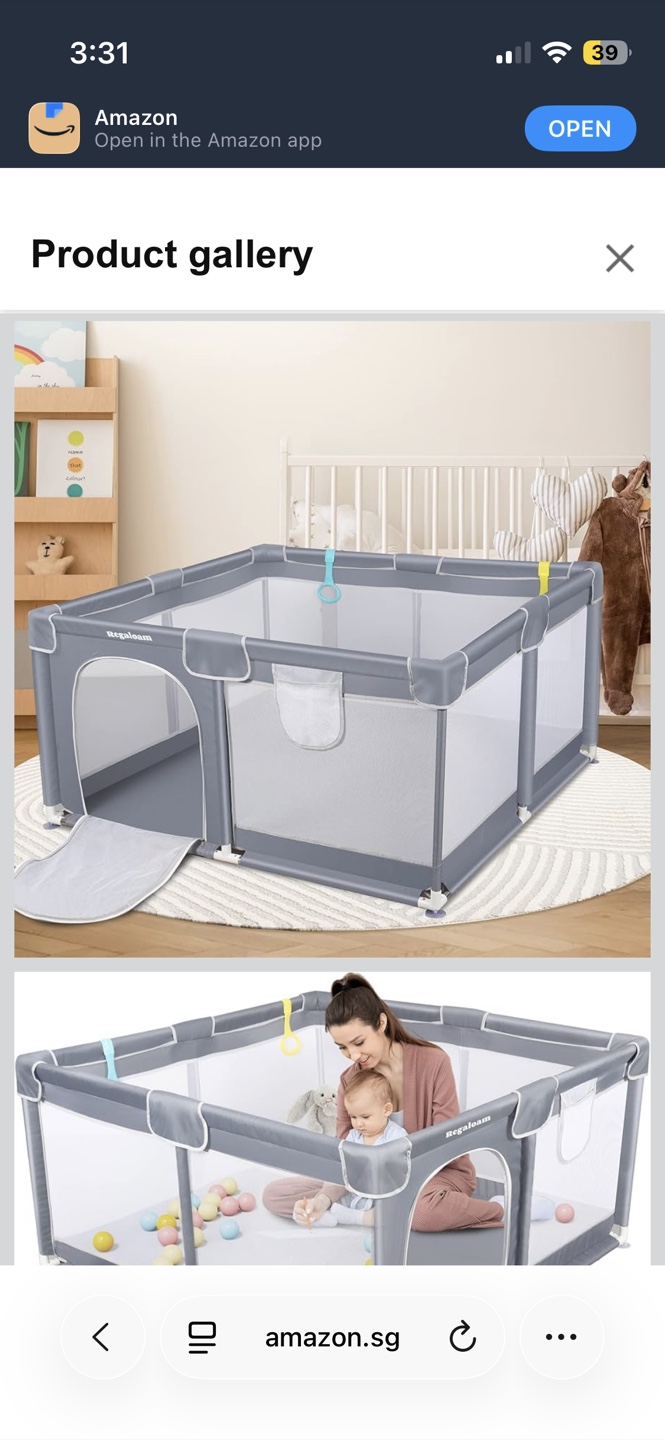 Regaloam Playpen 50 inch x 50 inch with portable bag