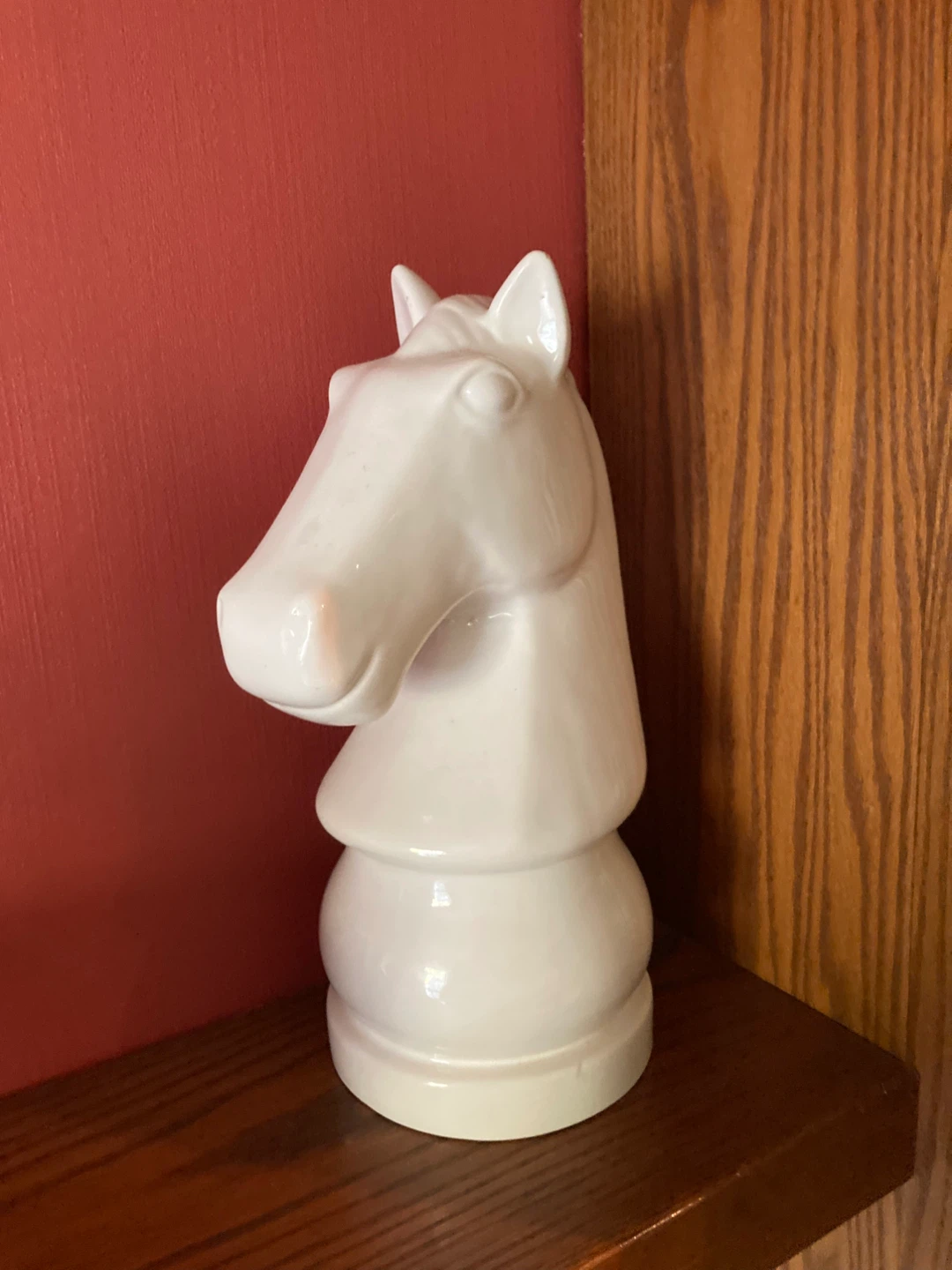 White Ceramic Knight Chess Piece Decorative Statue