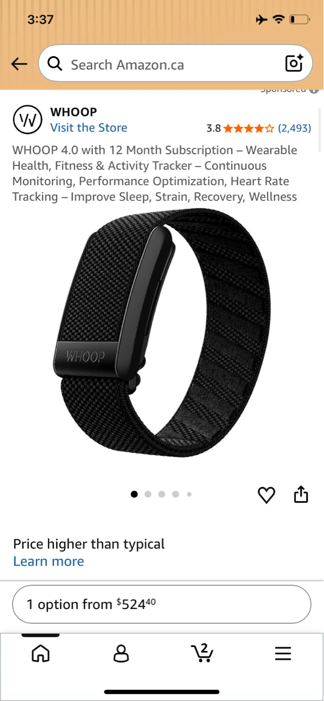 WHOOP 4.0 Health & Fitness Tracker with 12 Month Subscription