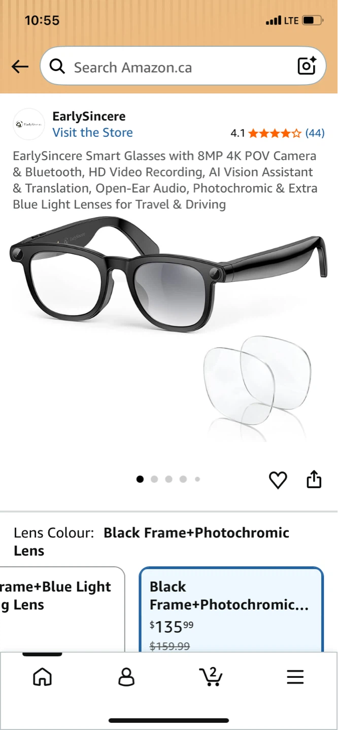 EarlySincere Smart Glasses with 8MP 4K Camera
