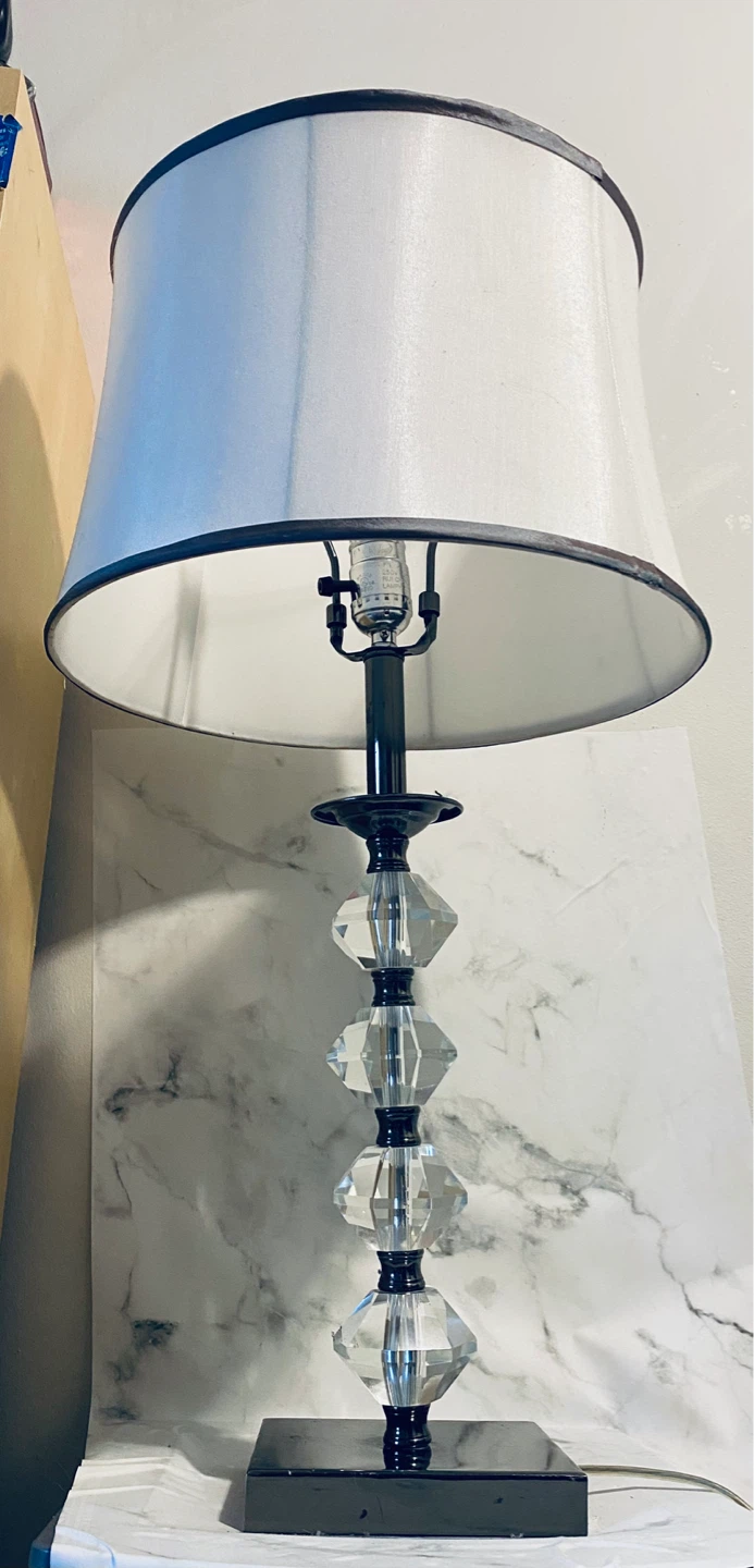 Crystal Accent Table Lamp with White Shade