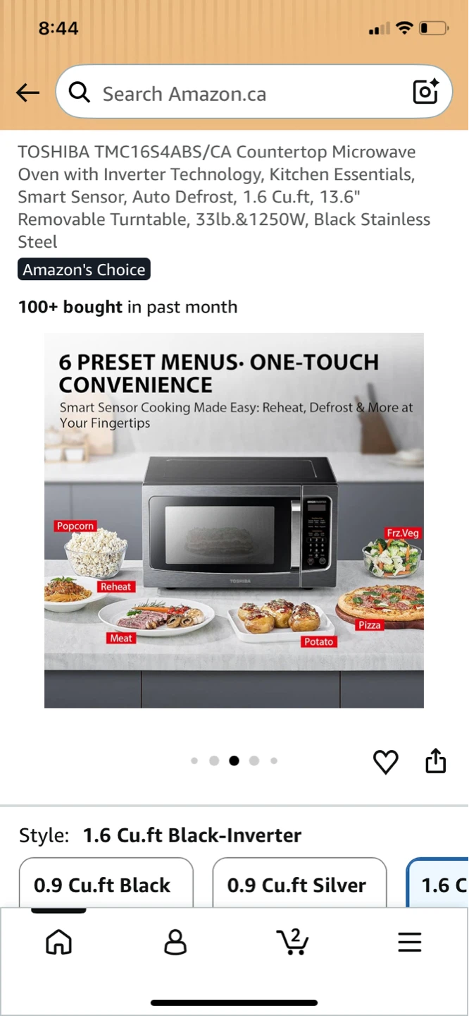 TOSHIBA 1.6 Cu.ft Black Stainless Steel Countertop Microwave - photo 2