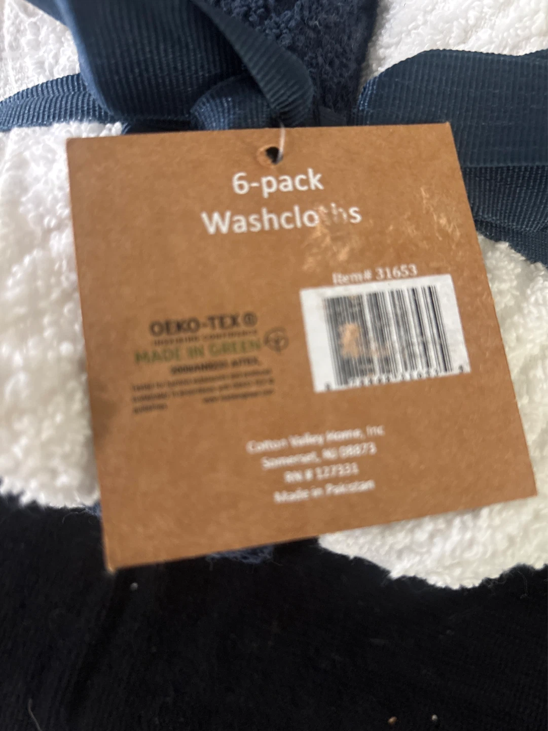 New SimplySpa 6-Pack Washcloths - White & Navy Blue - photo 5