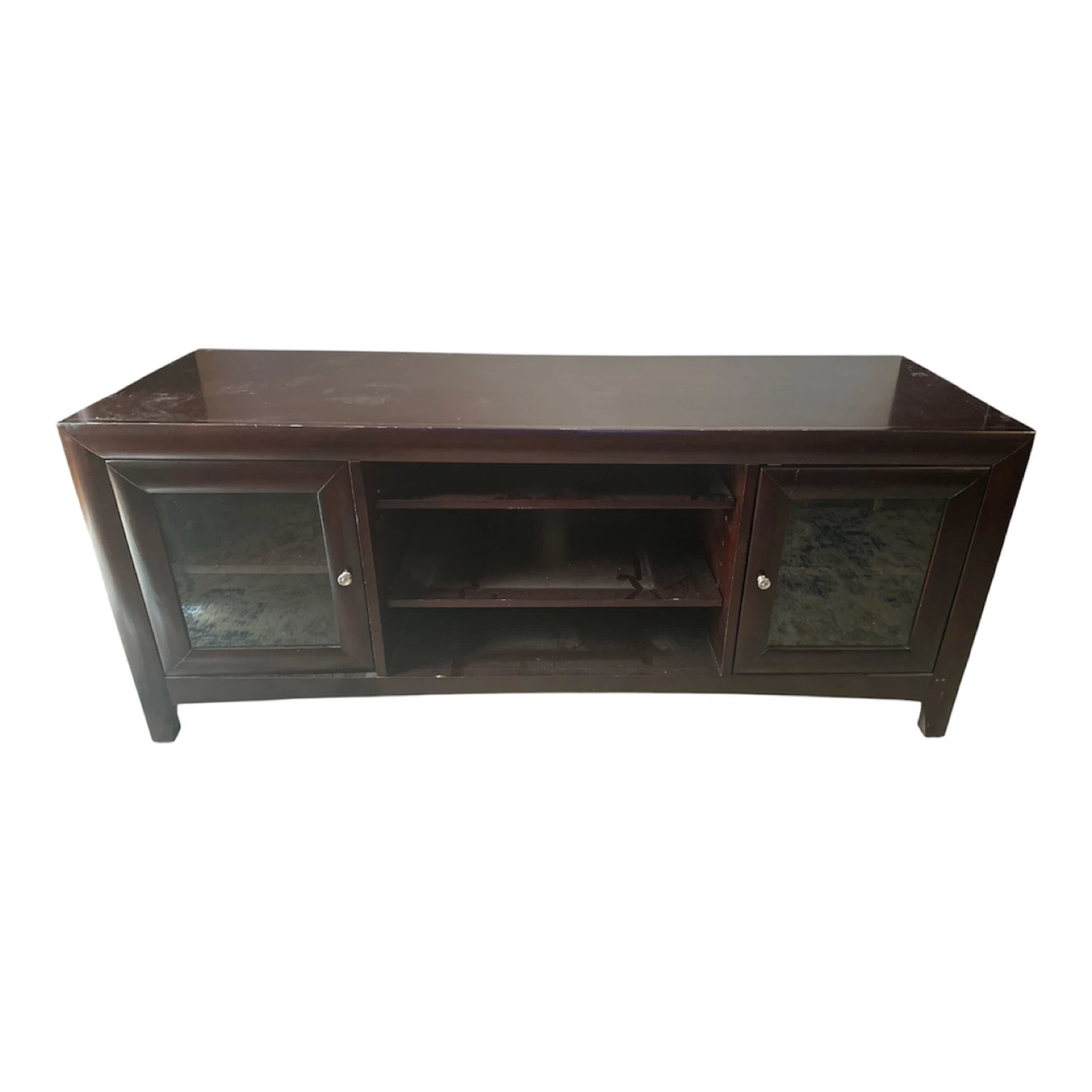 3-Piece Dark Wood Entertainment Center with Shelves and Drawers - photo 4