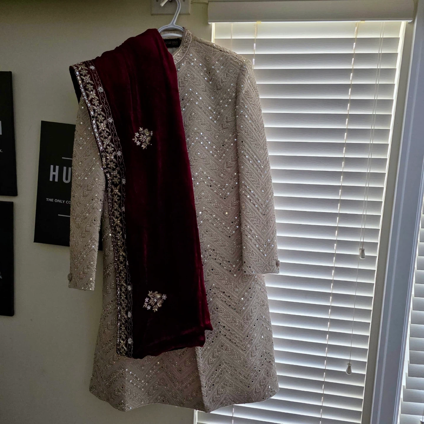 Embellished Sherwani with Velvet Shawl - photo 2
