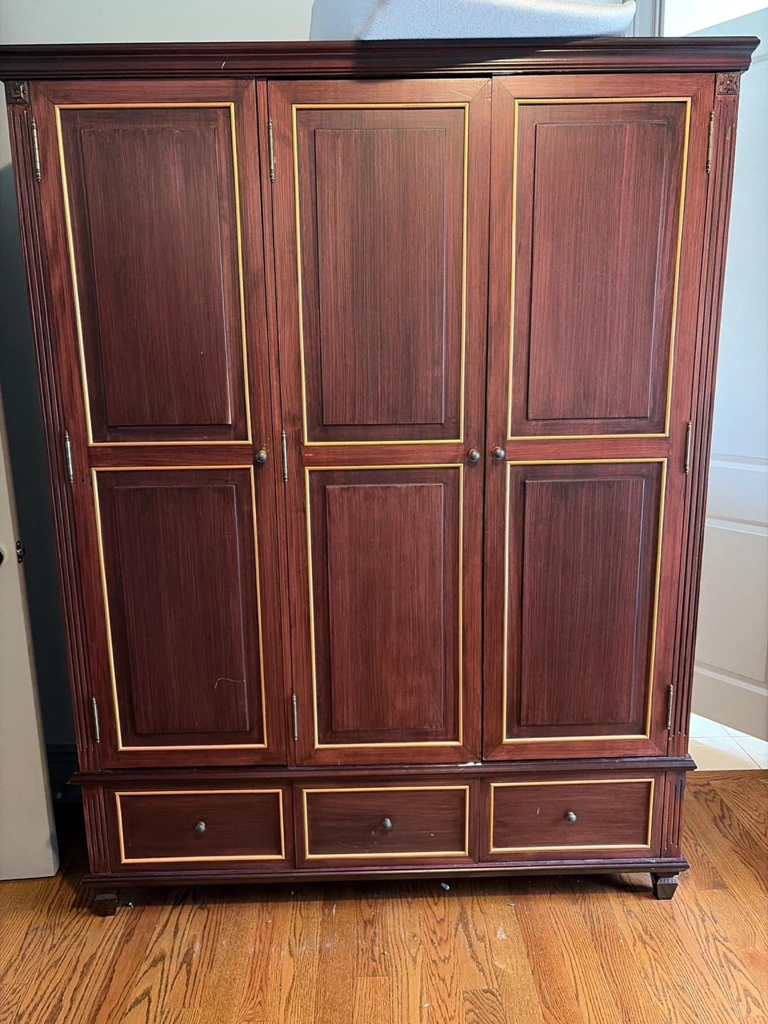 Dark Wood Wardrobe - Rod, Shelves, Drawers