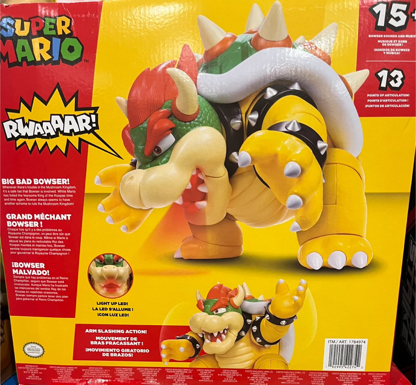 Super Mario Big Bad Bowser Figure with Light Up LED - photo 3