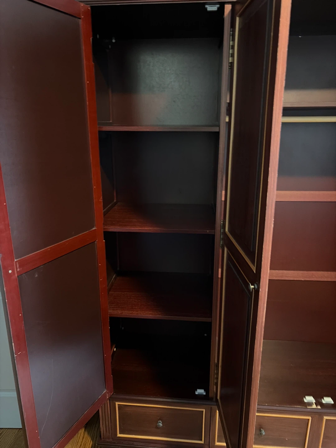 Dark Wood Wardrobe - Rod, Shelves, Drawers - photo 3